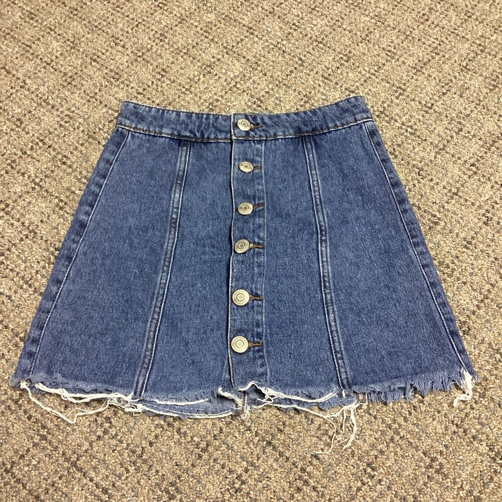 Aeropostale High Rise Frayed Raw Edge Hem Button Front Jean Skirt * Size 00